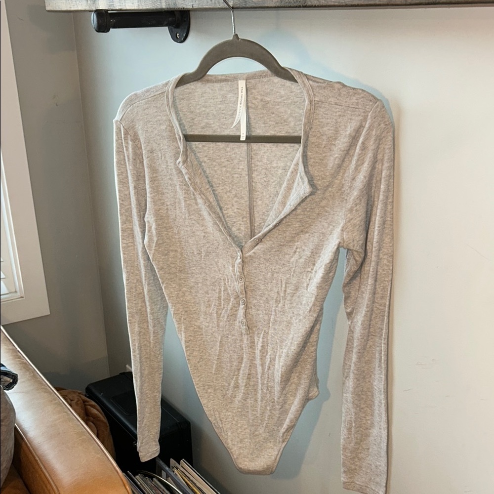 Babaton Grey Buttoned Bodysuit